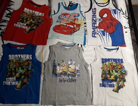 6 débardeurs taille 6 ans spiderman tortue ninja cars les mi Saint-Menges (08)