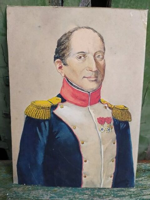 Portrait Dessin Aquarelle Officier Militaire Napoléon Empire 120 Loches (37)
