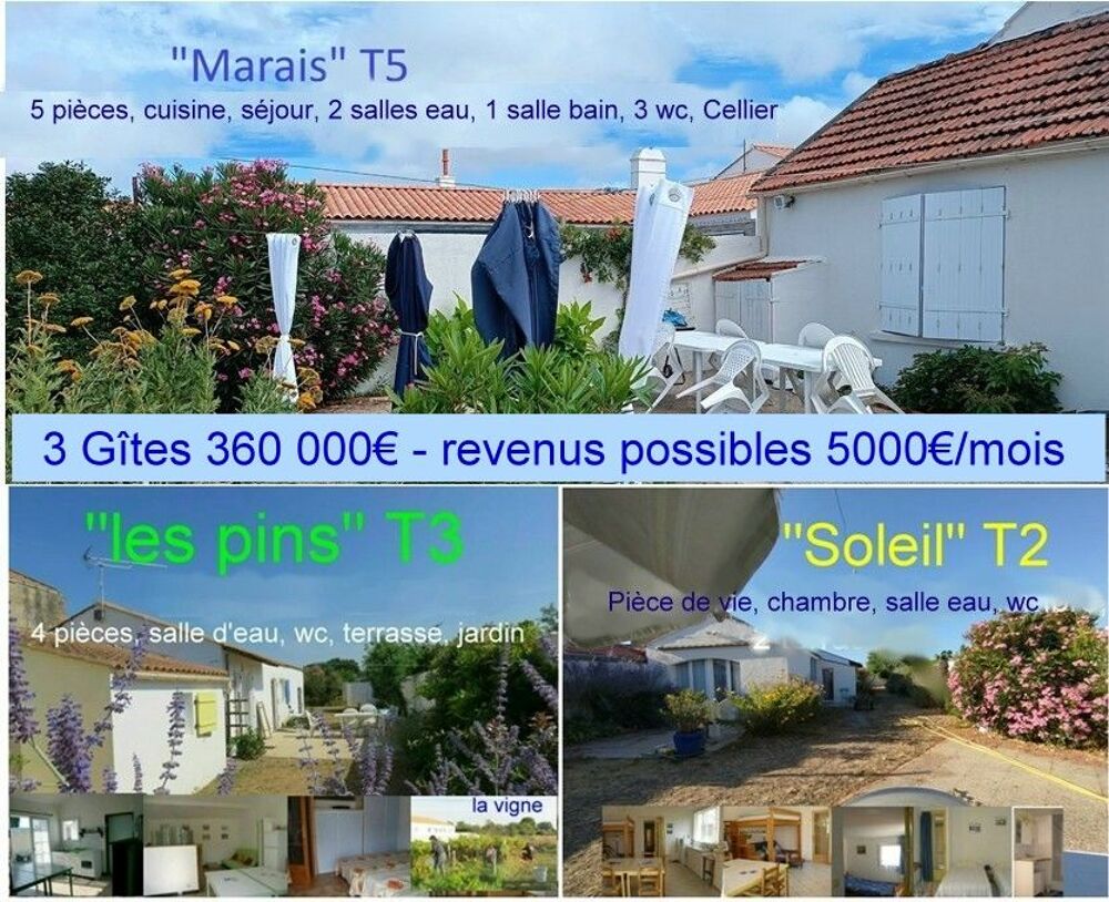 Vente Maison 3 gîtes (AIrBnB.) en, Vendée la barre de monts ; Noirmoutier La barre-de-monts