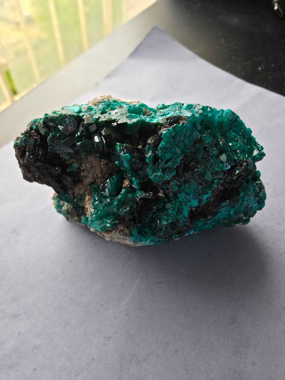 Pi&egrave;ce Unique : Dioptase Vert Emeraude et Quartz-Katanga RDC 