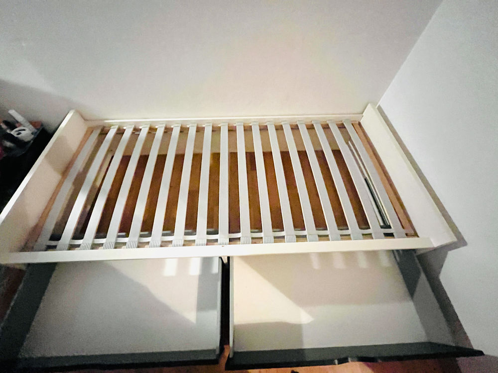 Lit IKEA 1 place 90 X 200 blanc avec rangements Meubles