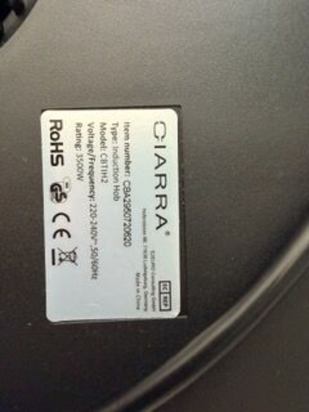Plaque induction portable CIARRA Electroménager