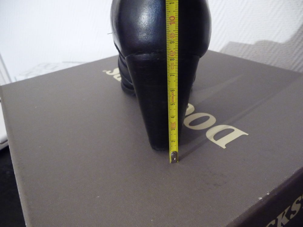 Bottines/ Boots &agrave; Talon Cuir Noir- Pointure 37-Golden Rose Chaussures