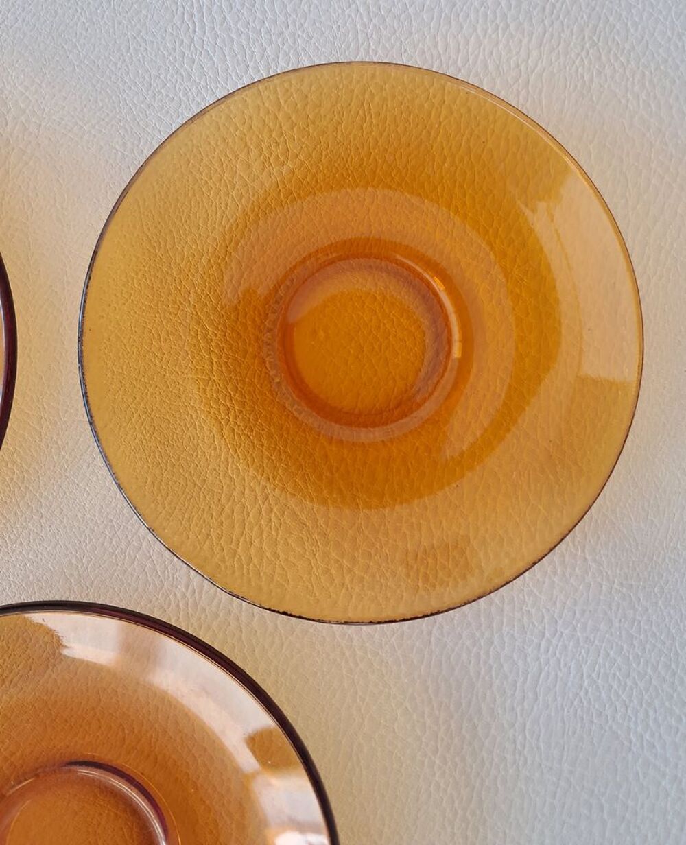 Lot de 3 soucoupes &agrave; caf&eacute; en verre color&eacute; jaune duralex Cuisine