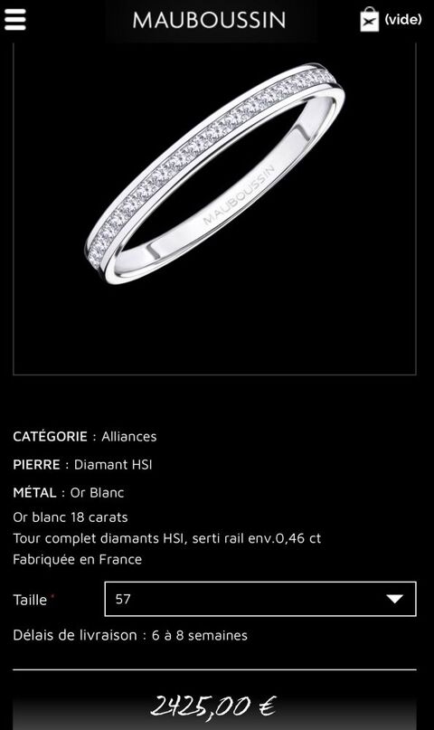 Sublime Alliance neuve  or blanc pav�e diamants  Mauboussin 1300 Allonzier-la-Caille (74)