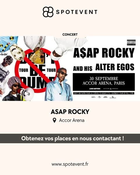 Asap Rocky - Tickets disponibles 120 Paris 18 (75)