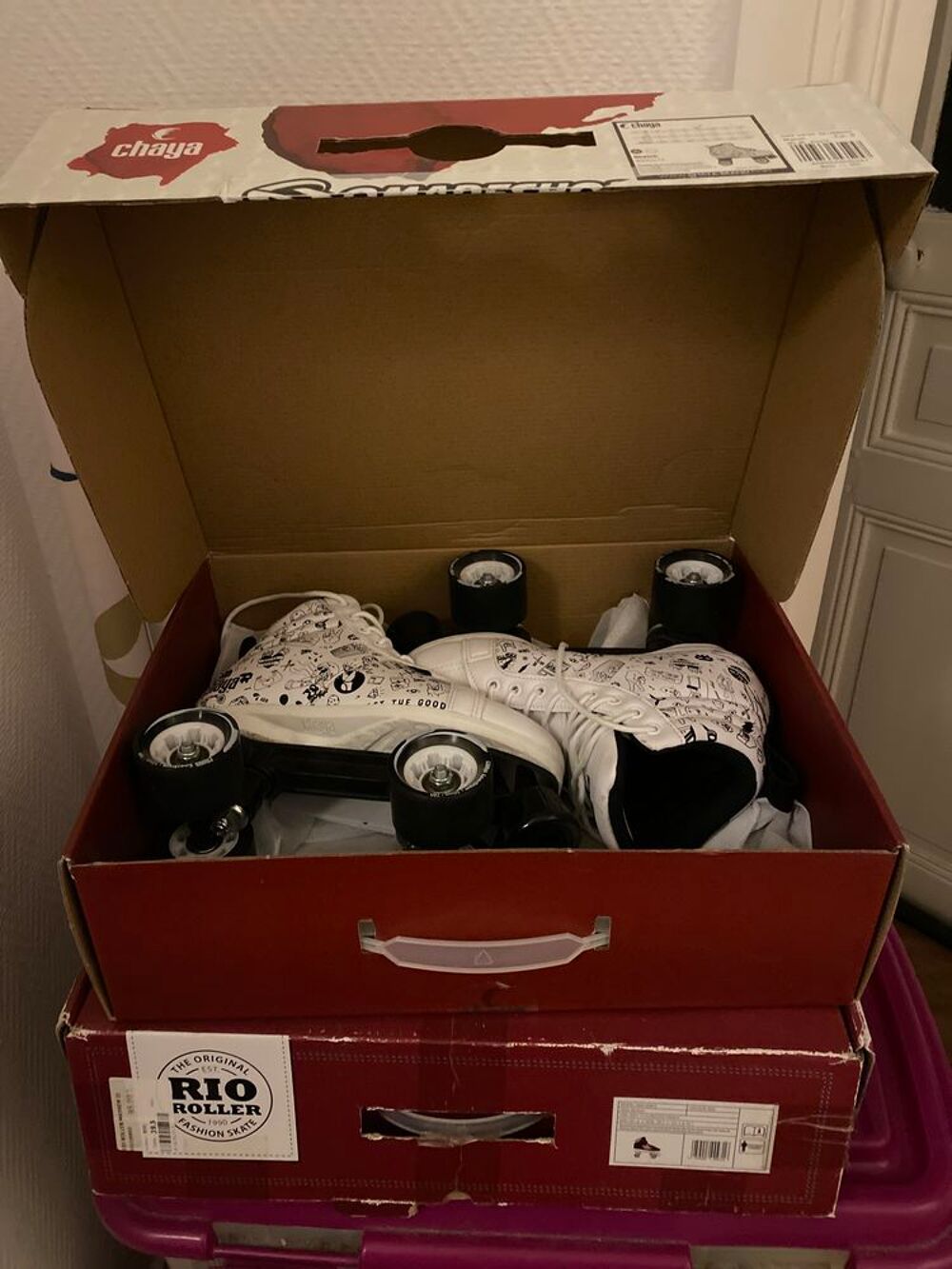 Patins &agrave; Roulettes Quad Chaya - Design Doodle Blanc Sports