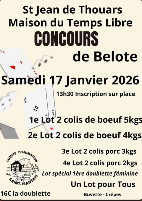 Concours de belote 0 79100 Saint-jean-de-thouars