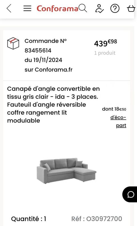 CANAPÉ-LIT 4 PLACES + BANQUETTE +COFFRE ETAT NEUf 240 Nancy (54)