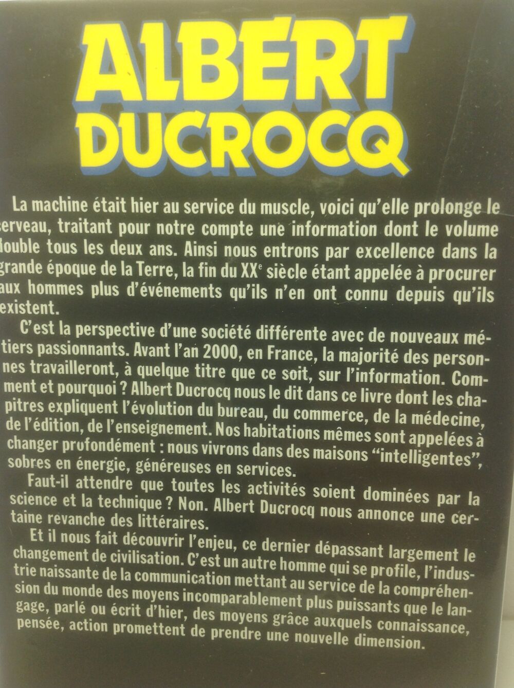VERS UNE SOCI&Eacute;T&Eacute; DE COMMUNICATION ALBERT DUCROCQ Envoi Possi Livres et BD