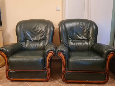 fauteuils cuir et bois 120 La Franqui (11)