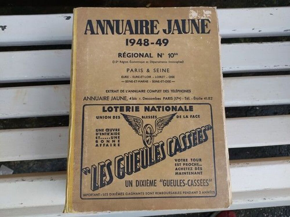 Annuaire Jaune 1948-49. R&eacute;gional N&deg;10 Bis Paris &amp; Seine 