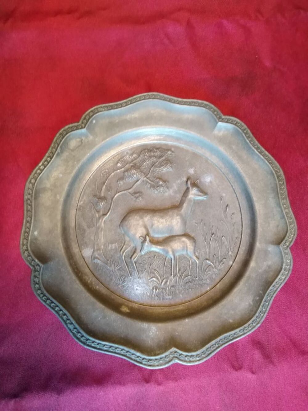 Assiette chevreuil en &eacute;tain Décoration