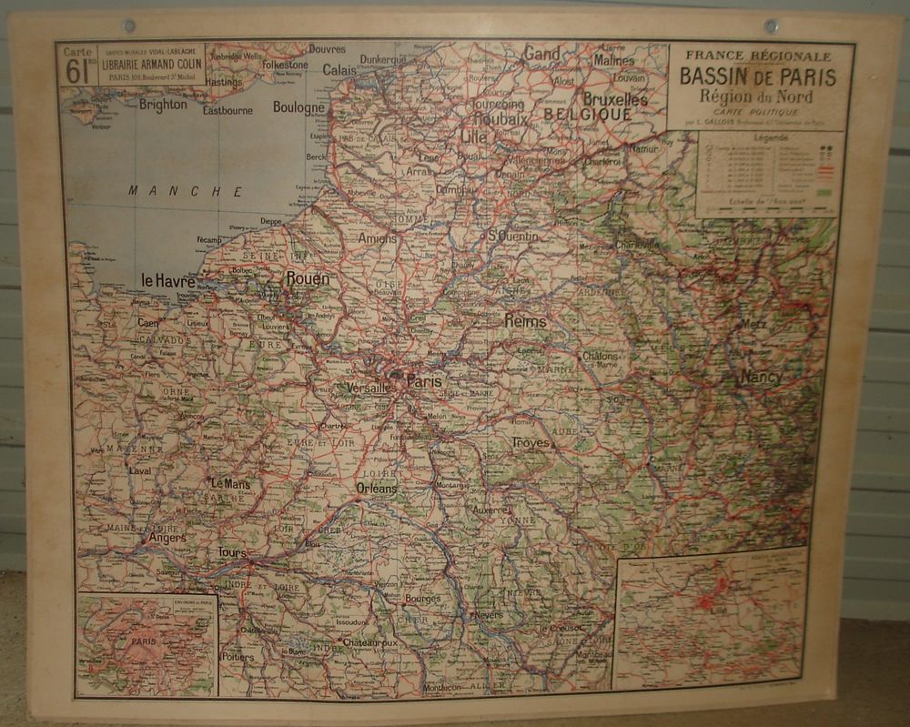 ancienne carte g&eacute;ographique d' &eacute;cole 
