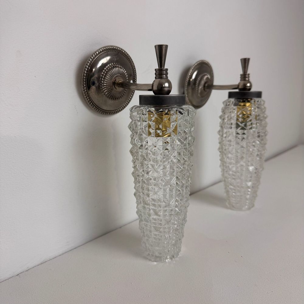 PAIRE D'APPLIQUES " POINTE DE DIAMANT " VINTAGE D�coration