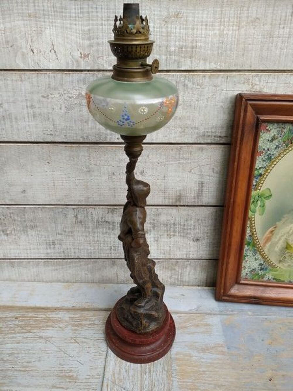 Ancienne Lampe &agrave; P&eacute;trole Marin P&ecirc;cheur P&ecirc;che Décoration