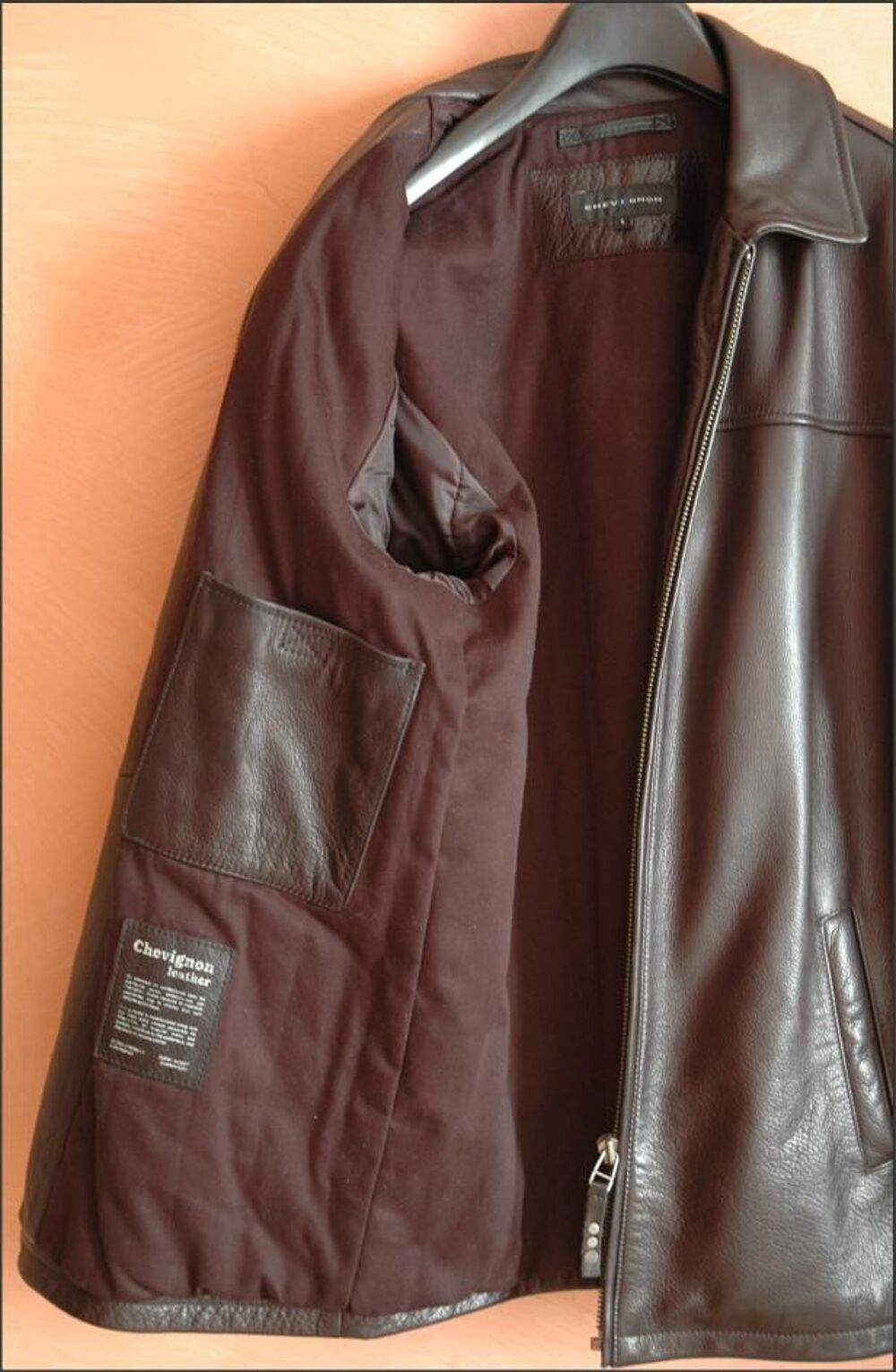 Veste blouson Cuir marque originale Chevignon&reg; Taille L Neuf V�tements