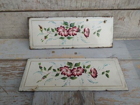 Anciennes Plaques �maill�es D�cor de Fleurs 35 Loches (37)