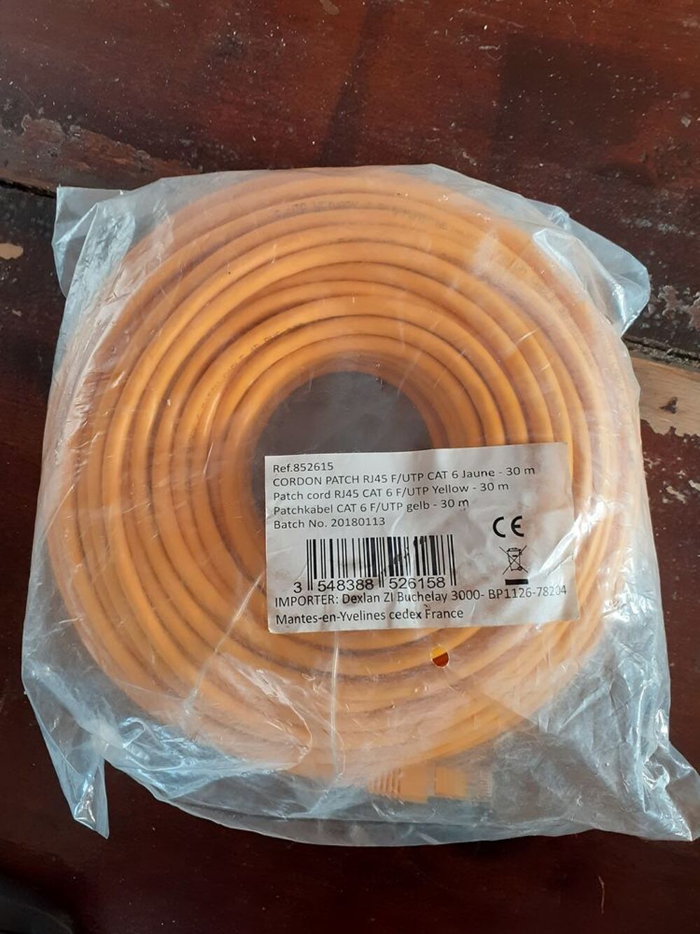 Cordon patch RJ45 CAT 6 Jaune 30m
Matériel informatique