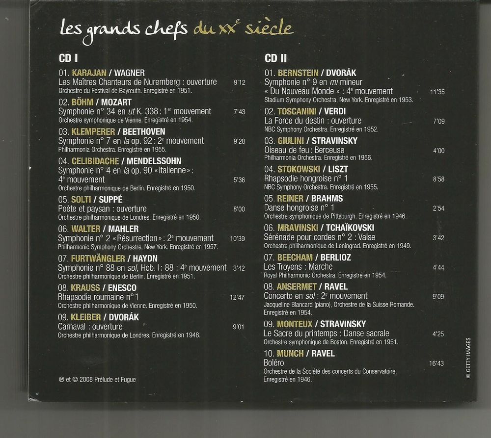 Coffret 2 CD Les grands chefs d'orchestre du XXe si&egrave;cle CD et vinyles