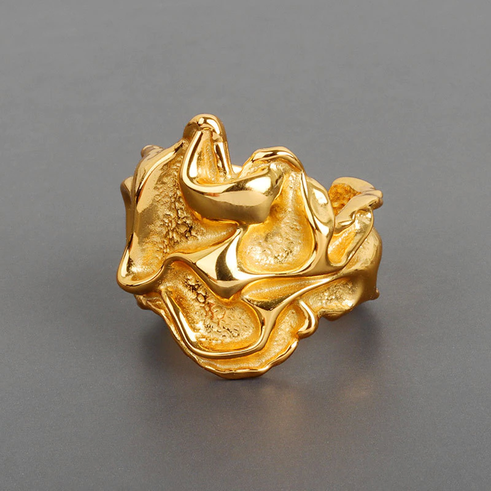 Bague acier dor&eacute; Bijoux et montres