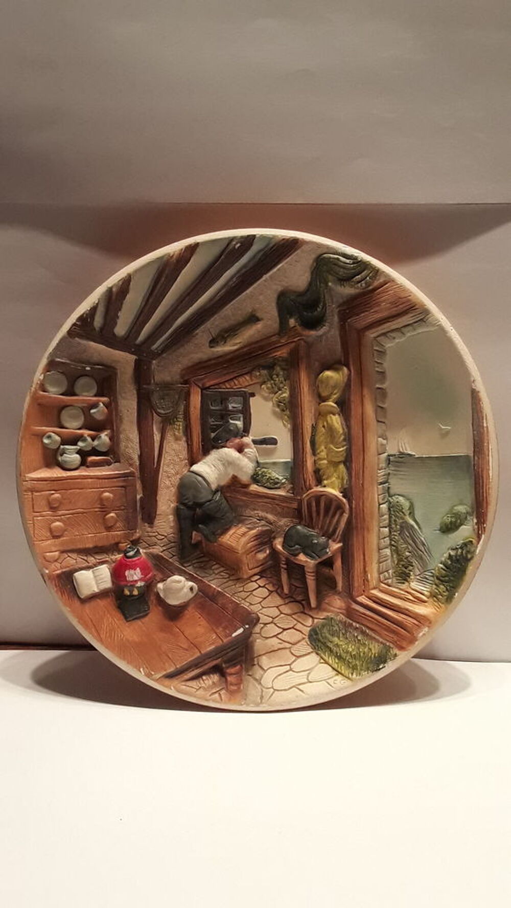 Terre cuite assiette d&eacute;corative en reli&egrave;f Décoration