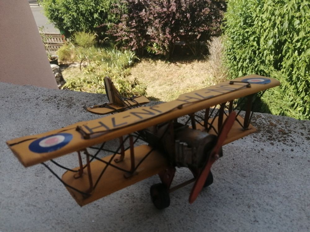Maquette m&eacute;tal avion bi plan 1920 Décoration