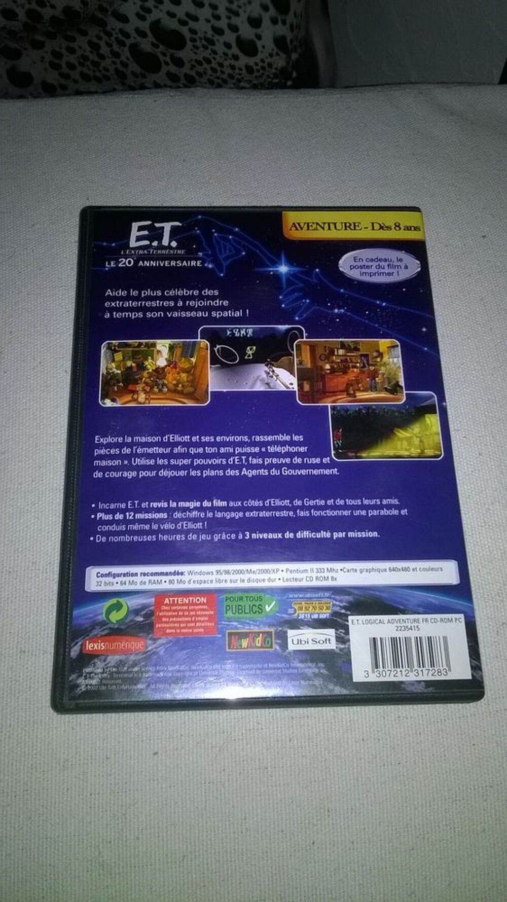 Jeu PC E.T. l'Extra-Terrestre 
2002
Excellent etat
E.T. l Consoles et jeux vidéos