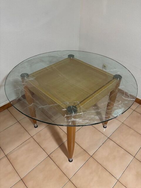 Table à  manger 110 cm, dessus en verre épais, structure Bois, démontable pour le transport Saint-Denis (97)
