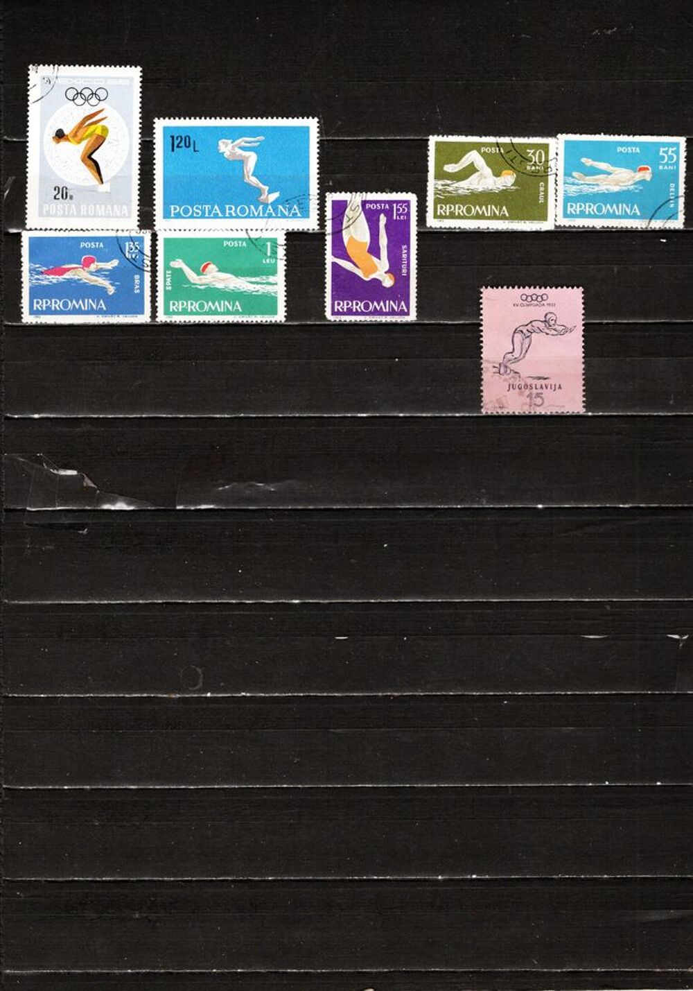lot de 49 timbres du MONDE sur les SPORTS AQUATIQUES 