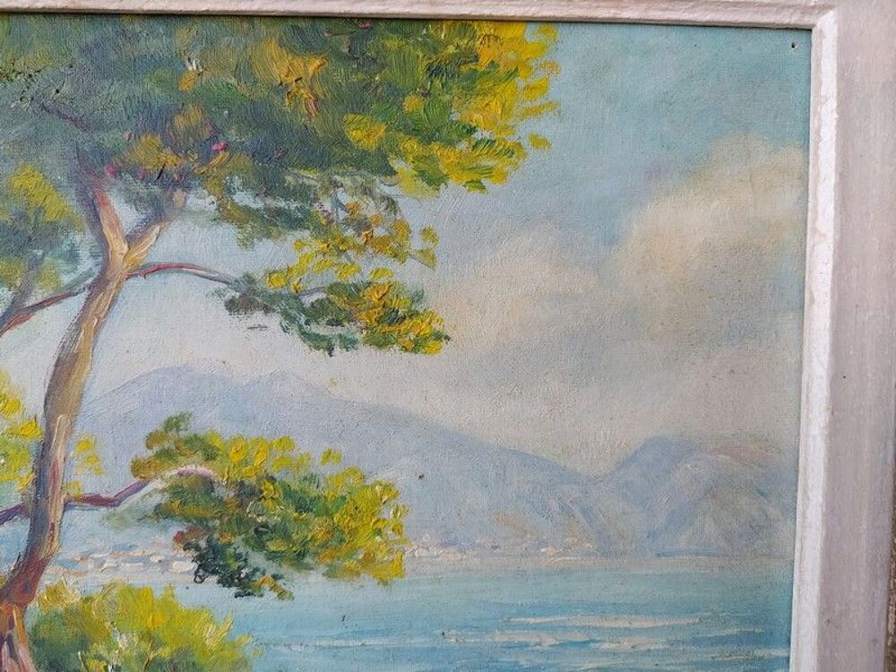 Tableau Paysage Cote d'Azur Cap Martin sign&eacute; Andr&eacute; Franchet Décoration