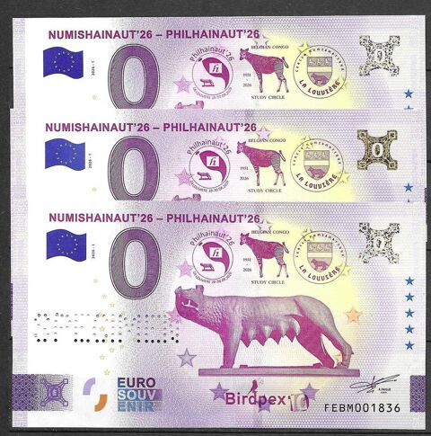 lot 3 billets 0 euro  différents 10.5 Maubeuge (59)