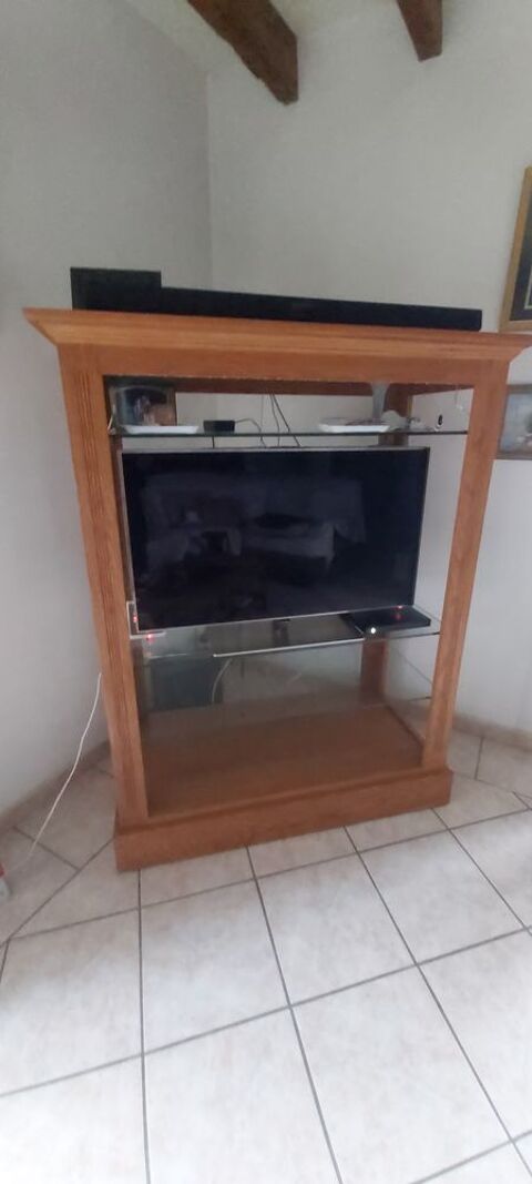Meuble TV Hi-fi  Ch�ne Massif et verre s�curitaire. 50 Penne-d'Agenais (47)
