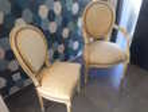 Fauteuil + chaise m&eacute;daillon style Louis XVI Meubles