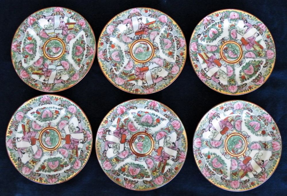6 assiettes &agrave; dessert anciennes porcelaine de Chine Dcoration