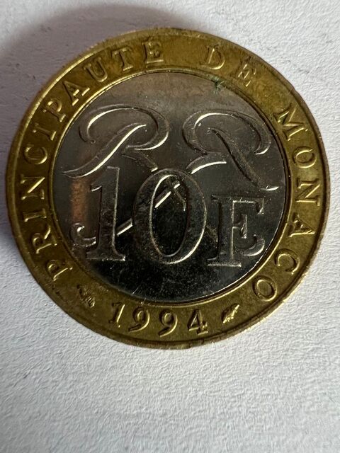 10 Francs 1994 Principaut de Monaco. Deo Juvante. R B Baron. 6 Pierrelaye (95)