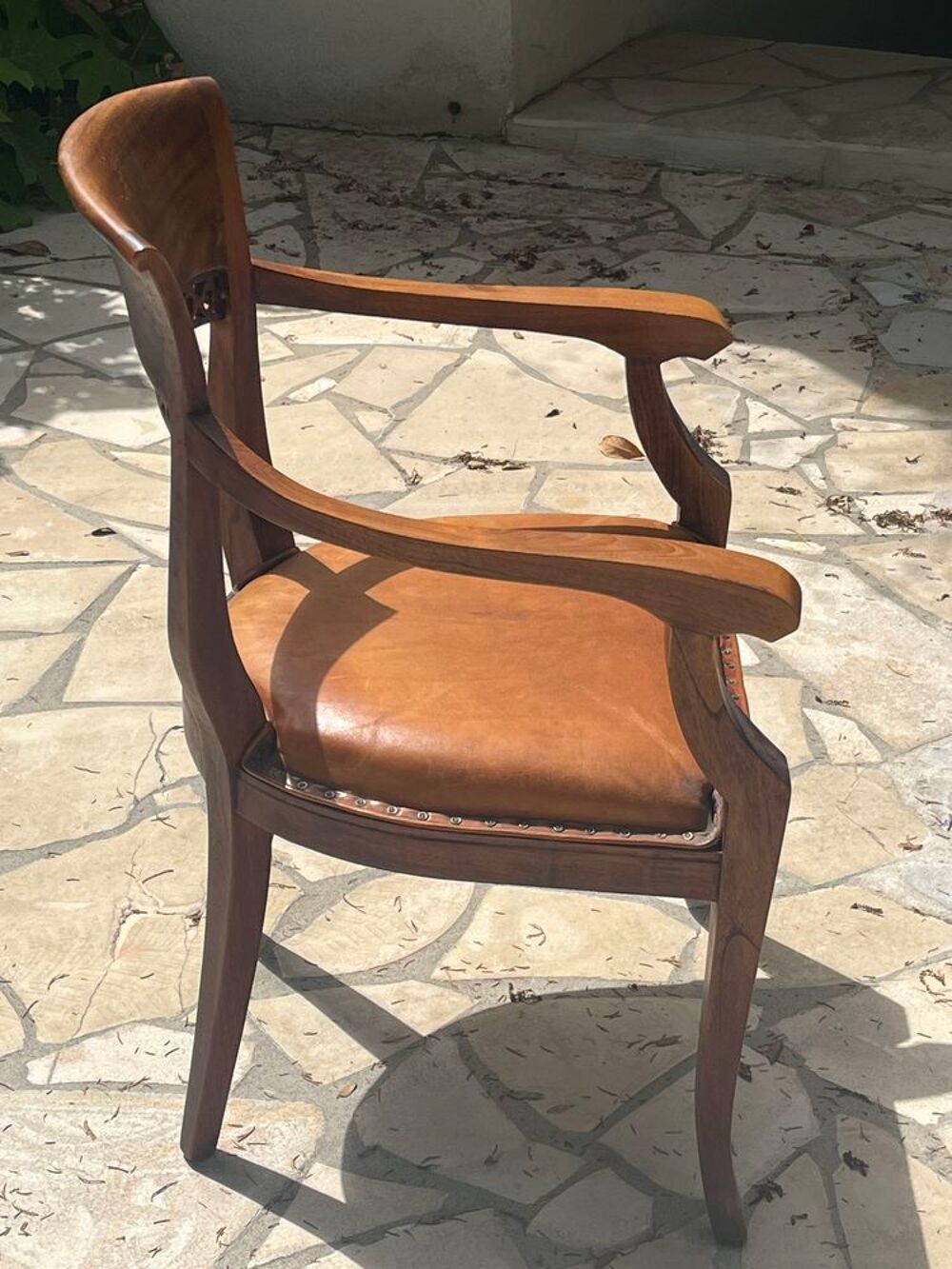 fauteuil de bureau bois massif et cuir Meubles