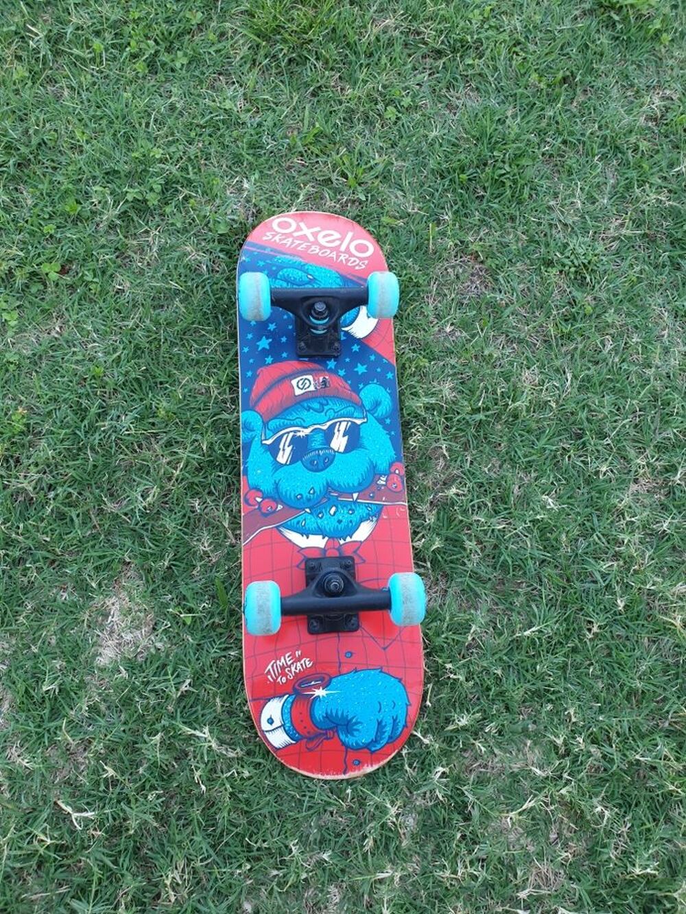Skateboard Ancien Oxelo Zimtstern, Bleu, 68 X 18.5 Cm, Bon état