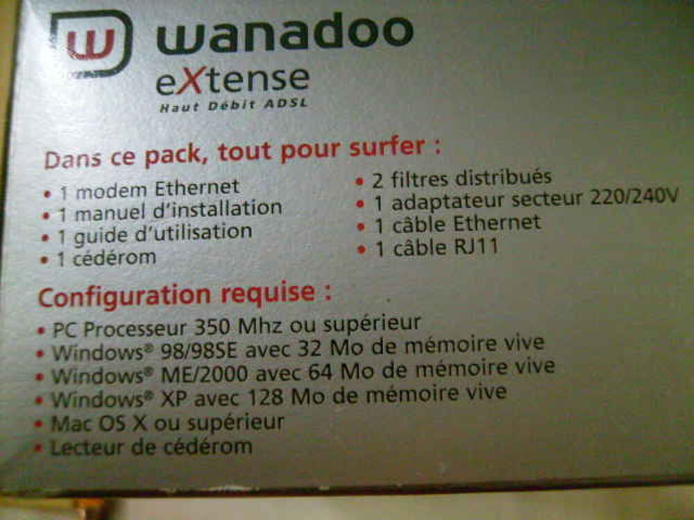 Modem ADSL EXTENSE Wanadoo ancien mod&egrave;le Matériel informatique