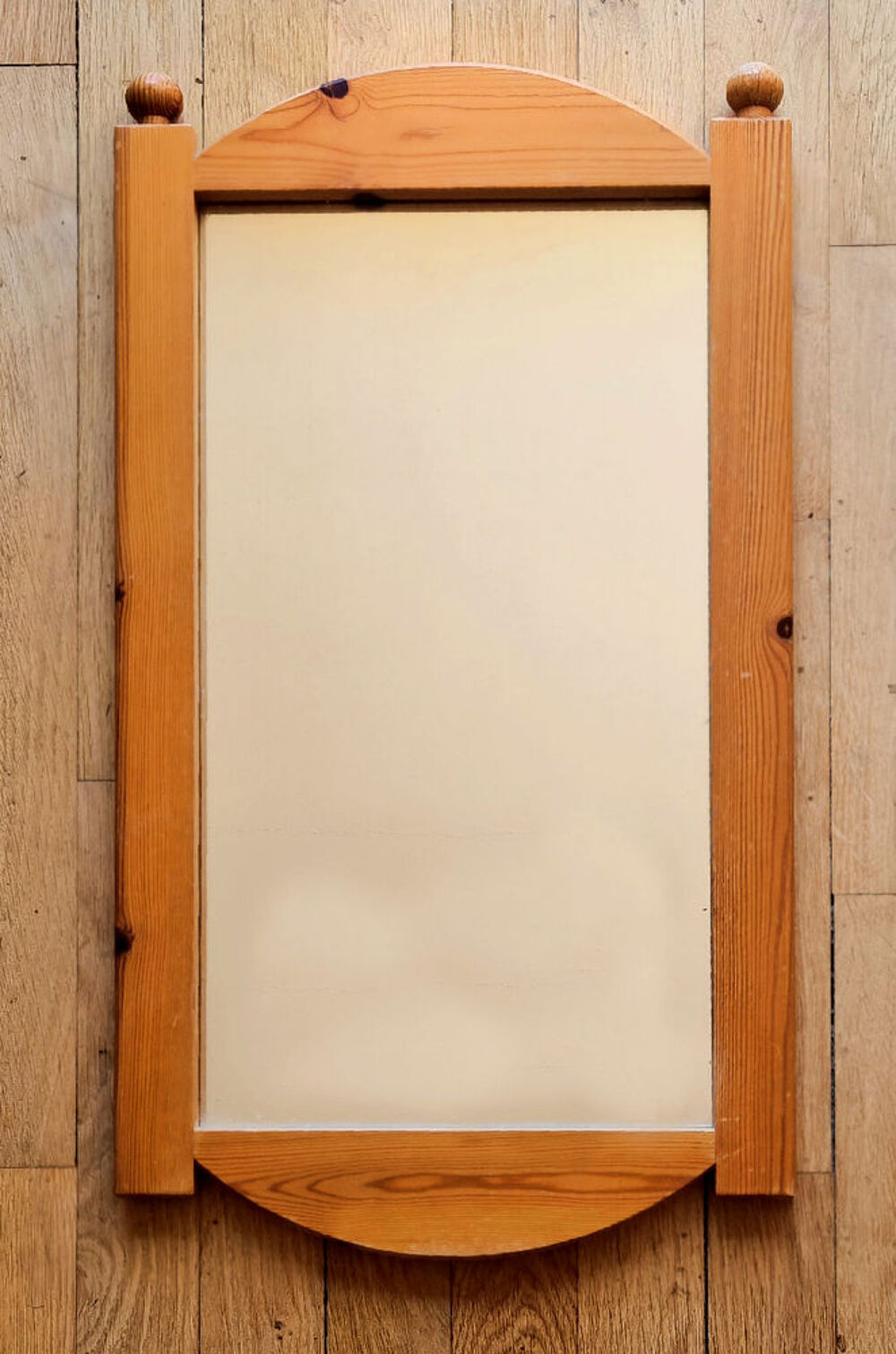 Miroir vintage ann&eacute;es 80 en pitchpin Décoration