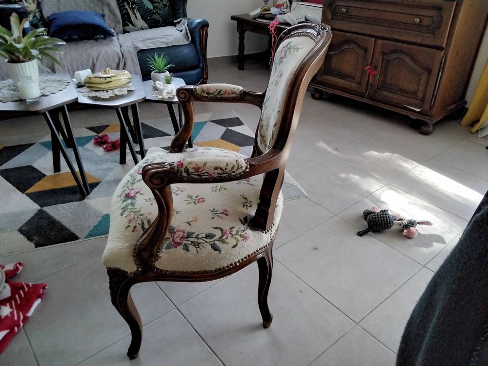 Fauteuil bois tapisserie Meubles
