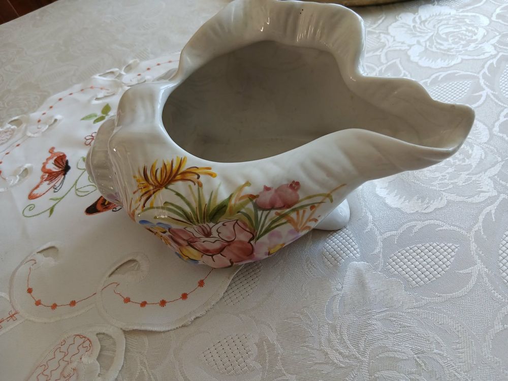  Grand coquillage porte serviettes fa&iuml;ence fond de merN&deg;1460 Décoration