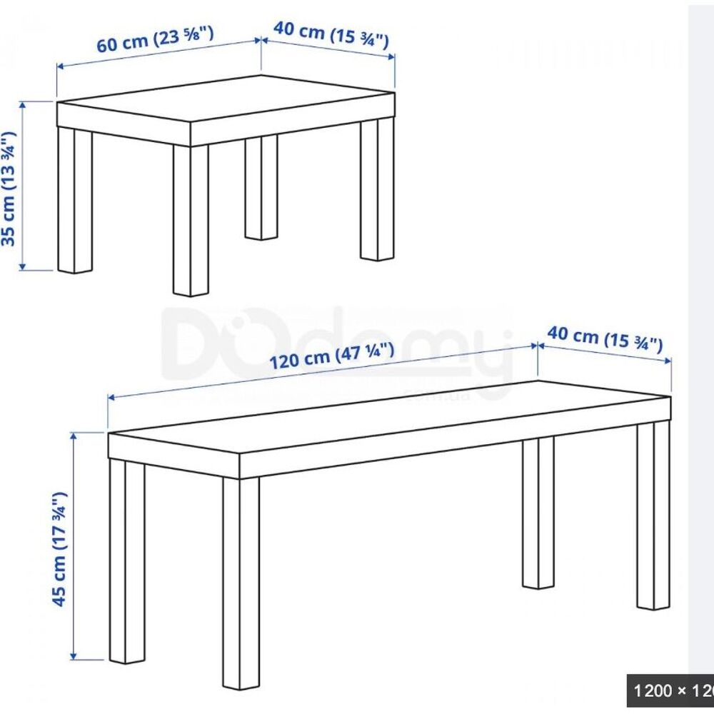 Table gigogne IKEA LACK Longue (Lot de 2) GRIS METAL NEUF Meubles