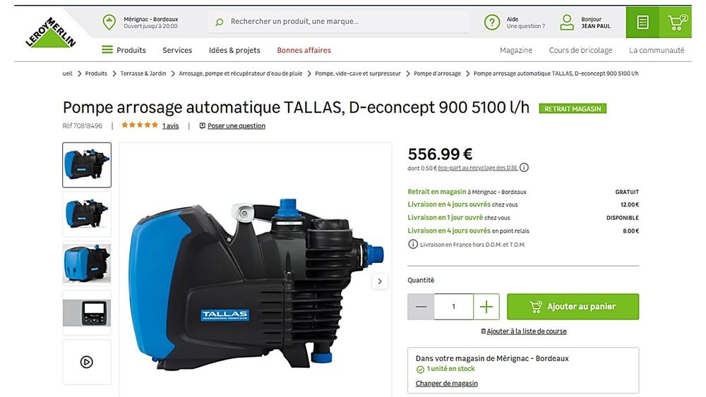 Pompe d'arrosage automatique TALLAS D-econcept. Bricolage
