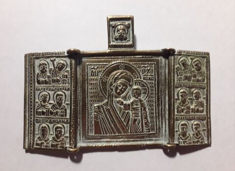 Triptyque icône en bronze : Russe Orthodoxe 300 Verneuil-sur-Vienne (87)