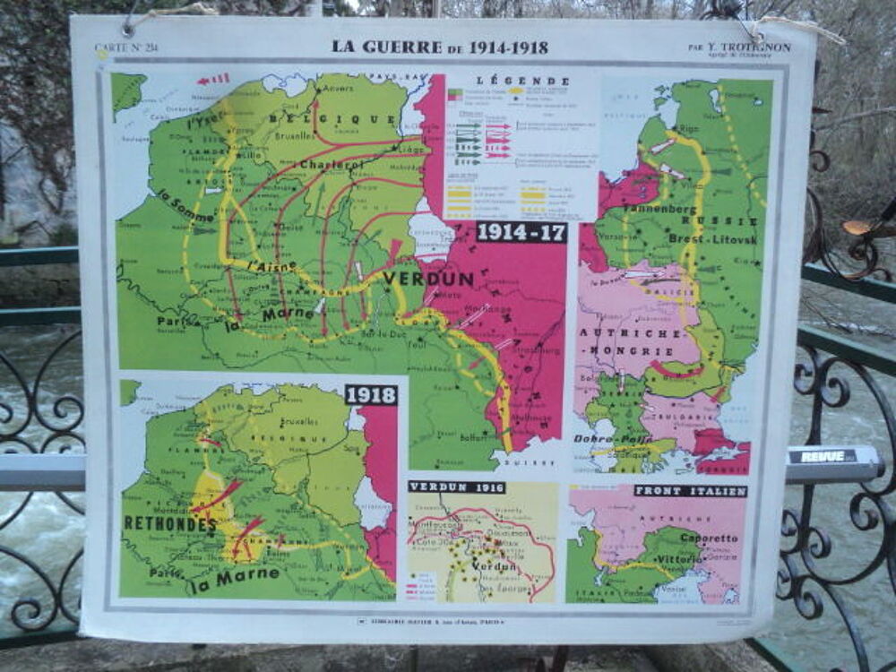Carte Scolaire Double Face guerre 14-18 Vintage Décoration
