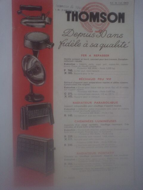 Thomson-Houston Paris �lectro-m�nager Fer R�chaud Radiateur 7 N�rac (47)