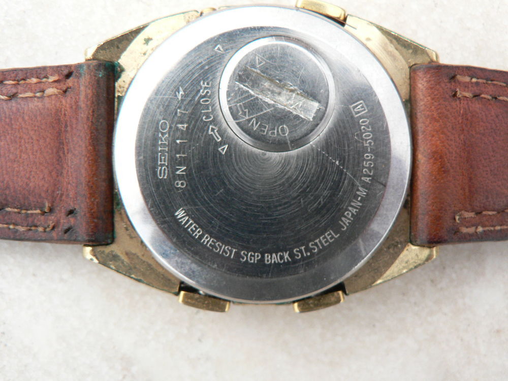 montre bracelet cuir seiko quartz alarme cronographe 8 N114 Bijoux et montres