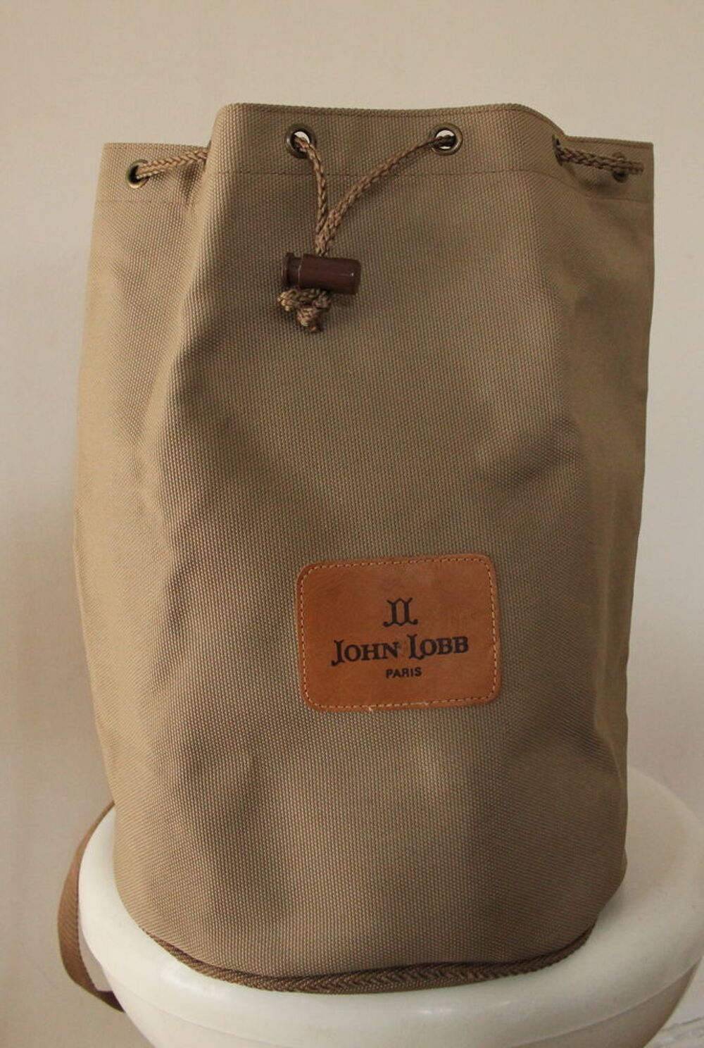 Sac bandouli&egrave;re toile et cuir JOHN LOBB Maroquinerie