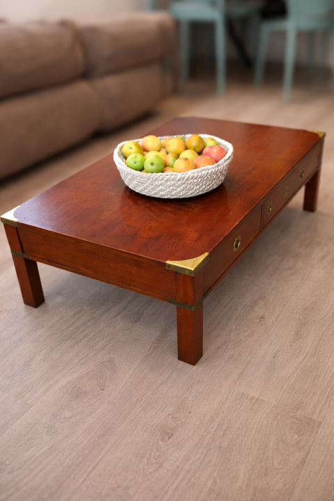 Table basse militaire ancienne en bois ? tiroirs & laiton 350 Melun (77)